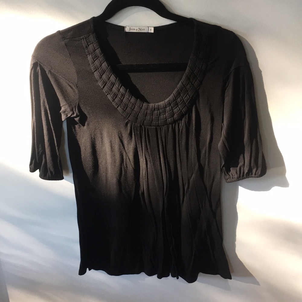 Black top with woven detail